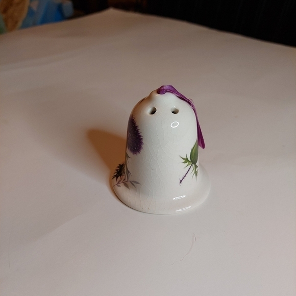 Vintage* 70s Burnside Pottery Purple Thistle Porcelain Bell-shaped Potpourri - Picture 2 of 9